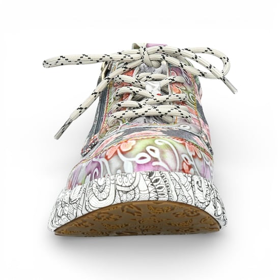 Laura Vita Damen-Sneaker Nikito 62, graues Leder mit Blumenmuster, Plateau-Sohle - Image 3