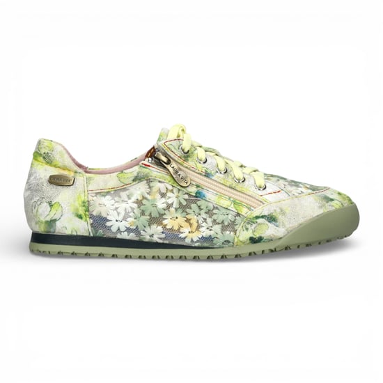 Laura Vita Damen-Sneaker Tivanao-05, gelb mit Blumenmuster, aus Leder, mit Reißverschluss - Image 1