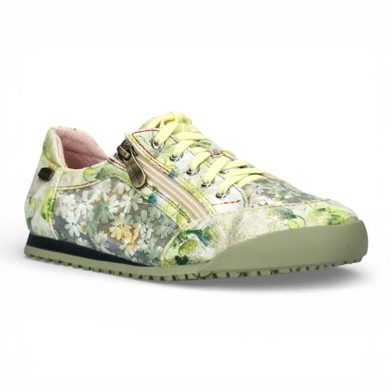 Laura Vita Damen-Sneaker Tivanao-05, gelb mit Blumenmuster, aus Leder, mit Reißverschluss - Image 3