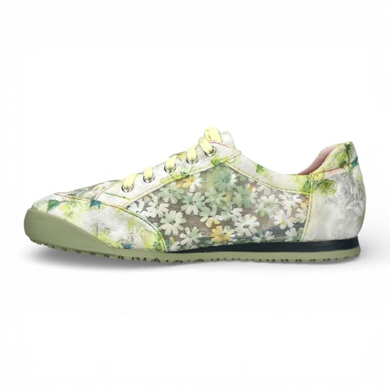 Laura Vita Damen-Sneaker Tivanao-05, gelb mit Blumenmuster, aus Leder, mit Reißverschluss - Image 5