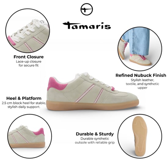 Tamaris Damen-Sneaker aus grünem und pinkfarbenem Leder - Image 2