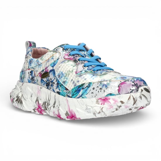 Laura Vita Damen-Sneaker Sofiao 07, blau-rosa, mit Blumenmuster, aus Leder, Plateau. - Image 3