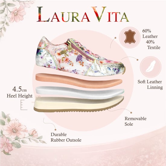 Laura Vita Damen-Sneaker Gycmo 58 aus grünem Leder mit Blumenmuster - Image 2