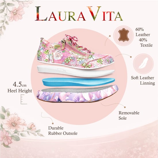 Laura Vita Damen-Sneaker Nikito 62, rosafarben, mit Blumenmuster, aus Leder, Plateau - Image 2