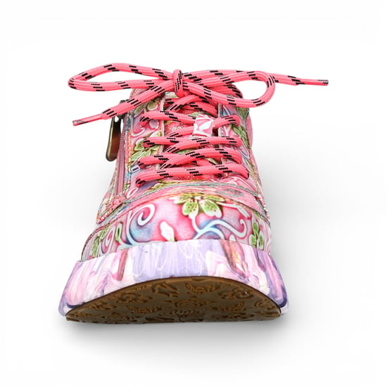 Laura Vita Damen-Sneaker Nikito 62, rosafarben, mit Blumenmuster, aus Leder, Plateau - Image 3