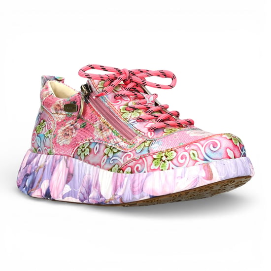 Laura Vita Damen-Sneaker Nikito 62, rosafarben, mit Blumenmuster, aus Leder, Plateau - Image 4