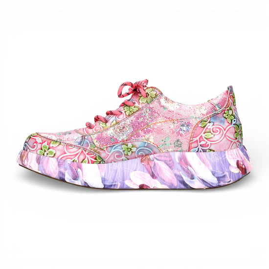 Laura Vita Damen-Sneaker Nikito 62, rosafarben, mit Blumenmuster, aus Leder, Plateau - Image 5