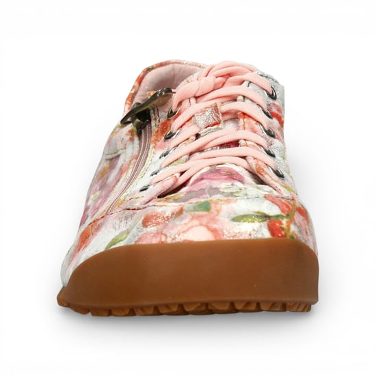 Laura Vita Damen-Sneaker Tivanao-05 aus rosafarbenem Leder mit Blumenmuster und Reißverschluss - Image 4