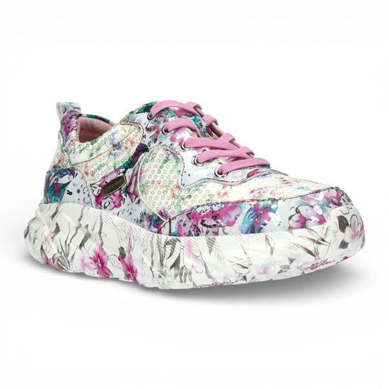 Laura Vita Damen-Sneaker Sofiao 07, rosafarben, mit Blumenmuster, aus Leder, Plateau. - Image 3