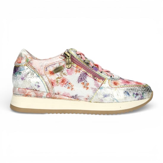 Laura Vita Damen-Sneaker Gycmo 58 aus rosafarbenem Leder mit Blumenmuster - Image 1