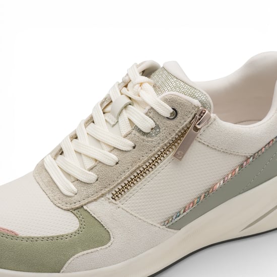 Tamaris Damen-Sneaker, weiß-grün, mit Plateau, Reißverschluss und Schnürung - Image 5