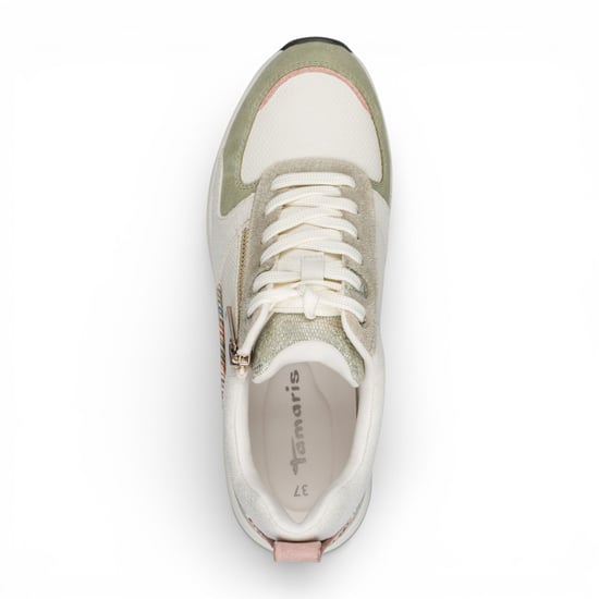 Tamaris Damen-Sneaker, weiß-grün, mit Plateau, Reißverschluss und Schnürung - Image 6