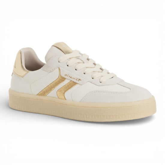 Tamaris Damen-Sneaker aus weißem Leder mit goldenen Streifen - Image 3