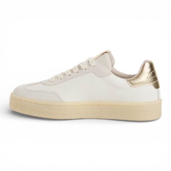 Tamaris Damen-Sneaker aus weißem Leder mit goldenen Streifen - Image 4