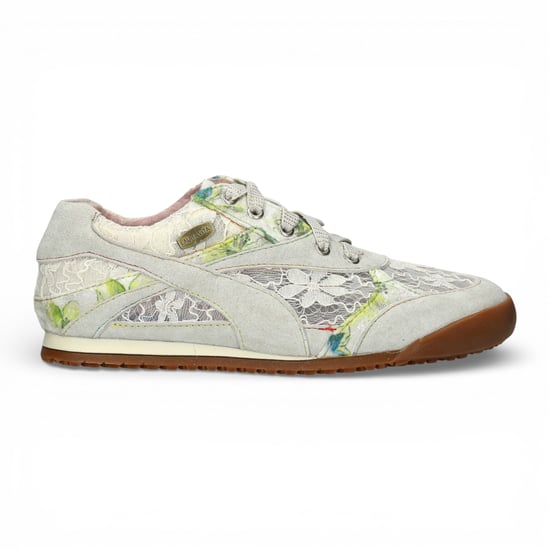 Laura Vita Damen-Sneaker Tivanao-05 aus beigefarbenem Leder mit Blumenmuster - Image 1