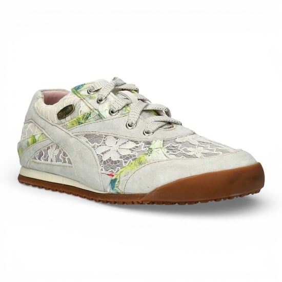 Laura Vita Damen-Sneaker Tivanao-05 aus beigefarbenem Leder mit Blumenmuster - Image 3