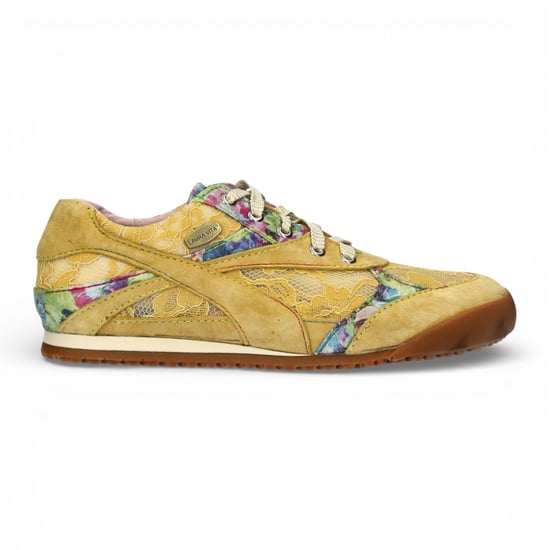 Laura Vita Damen-Sneaker Tivanao-05 aus gelbem Leder mit Blumenmuster - Image 1