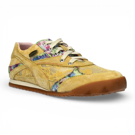 Laura Vita Damen-Sneaker Tivanao-05 aus gelbem Leder mit Blumenmuster - Image 3