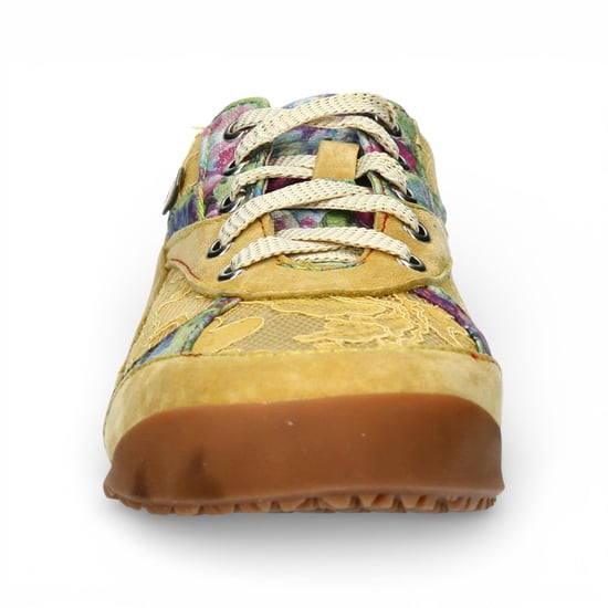 Laura Vita Damen-Sneaker Tivanao-05 aus gelbem Leder mit Blumenmuster - Image 4