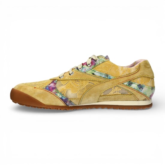 Laura Vita Damen-Sneaker Tivanao-05 aus gelbem Leder mit Blumenmuster - Image 5