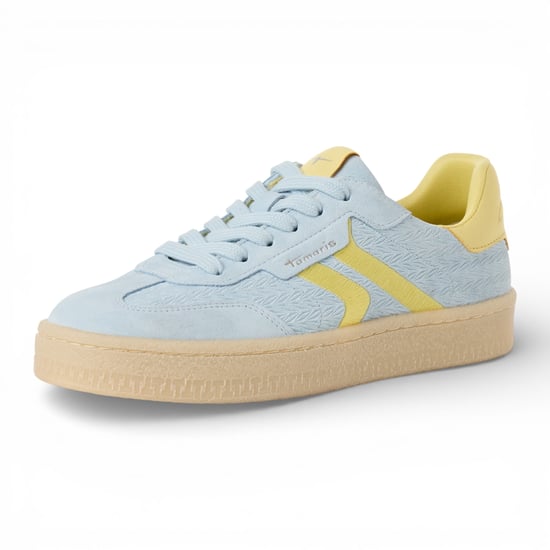 Tamaris Damen-Sneaker aus blauem Leder mit gelben Streifen - Image 3
