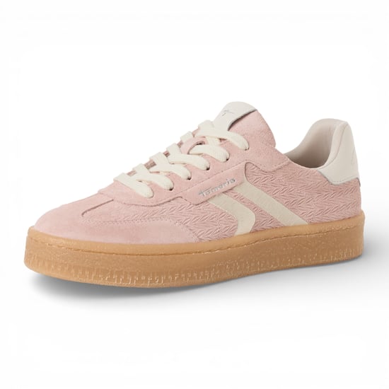 Tamaris Damen-Sneaker aus rosafarbenem Leder mit weißen Streifen - Image 3