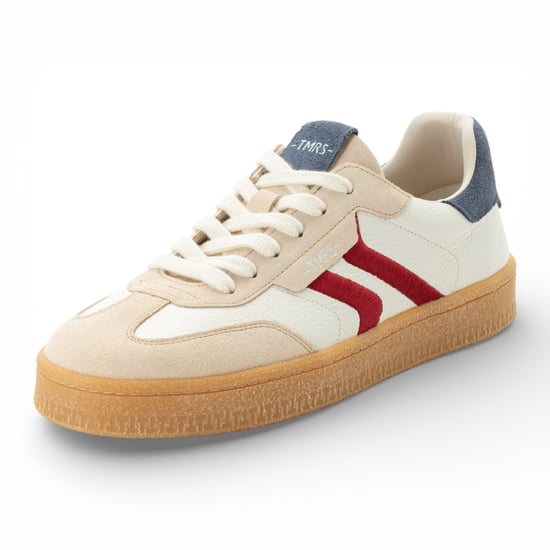 Tamaris Herren-Sneaker aus cremeweißem Leder mit rotem Streifen - Image 4