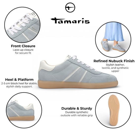 Tamaris Damen-Sneaker aus blauem und weißem Leder - Image 2