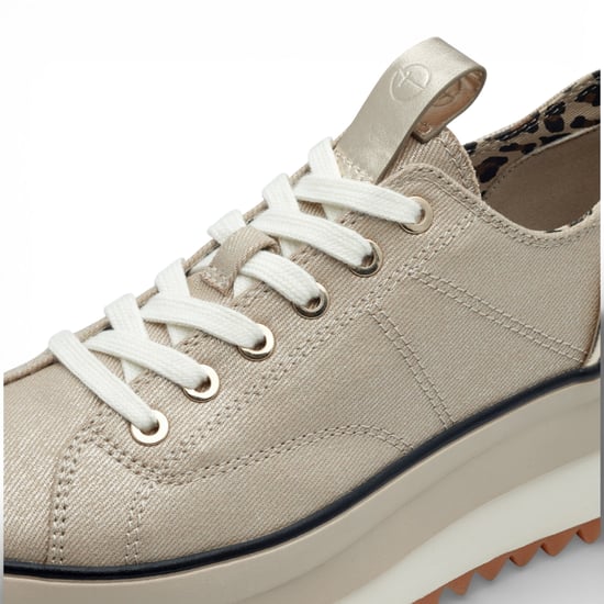 Tamaris Damen-Plateau-Sneaker, beige, zum Schnüren - Image 5