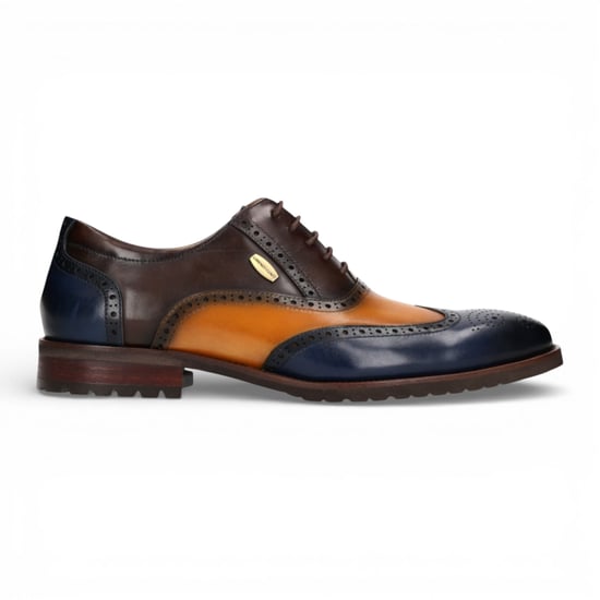 Lorenzo Conti Herren-Brogue-Oxford-Schuhe aus blau-braunem Leder - Antonin 01 - Image 1