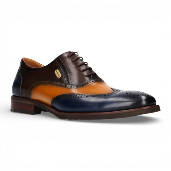 Lorenzo Conti Herren-Brogue-Oxford-Schuhe aus blau-braunem Leder - Antonin 01 - Image 3