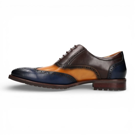 Lorenzo Conti Herren-Brogue-Oxford-Schuhe aus blau-braunem Leder - Antonin 01 - Image 5