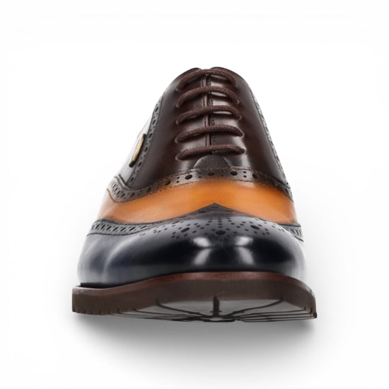 Lorenzo Conti Herren-Brogue-Oxford-Schuhe aus blau-braunem Leder - Antonin 01 - Image 6