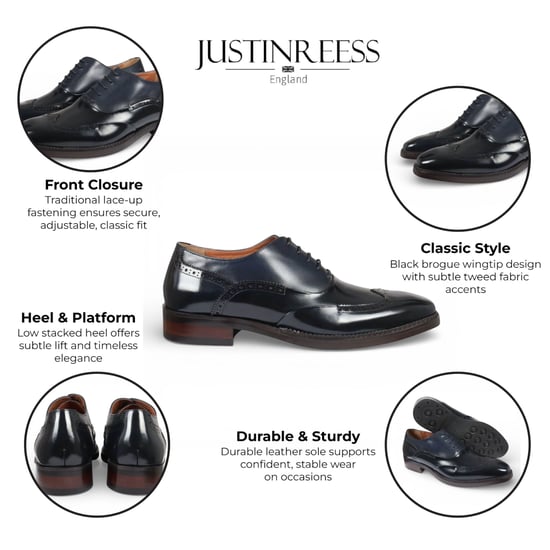 Justin Reess Herren-Brogue-Schuhe aus schwarzem Lackleder - Harry - Image 2