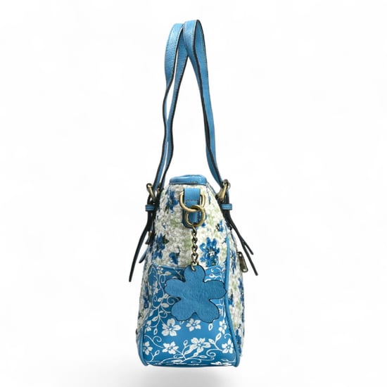 Laura Vita Aloe-02 Dames Schoudertas mit blauem Blumendruck und verstellbaren Bändern - Image 3