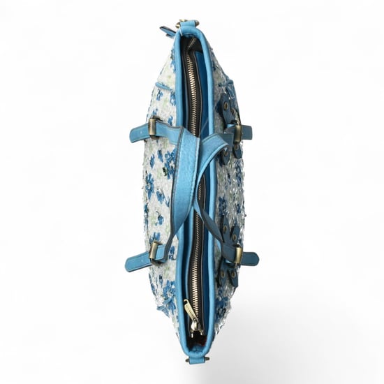 Laura Vita Aloe-02 Dames Schoudertas mit blauem Blumendruck und verstellbaren Bändern - Image 6