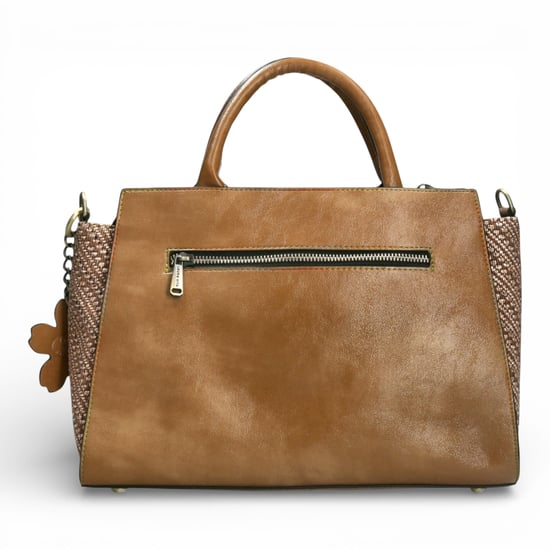 Laura Vita Aramis-08 Damen-Schoudertaschen mit Blumendruck und verstellbaren Bändern, beige - Image 3