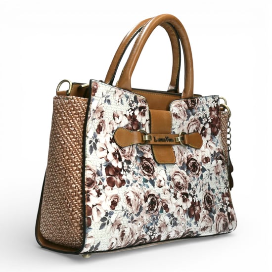 Laura Vita Aramis-08 Damen-Schoudertaschen mit Blumendruck und verstellbaren Bändern, beige - Image 5