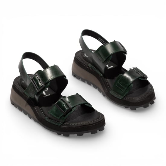 Fly London Damen-Sandalen HEIF558FLY aus petrolgrünem Leder mit Keilabsatz und Schnalle - Image 3