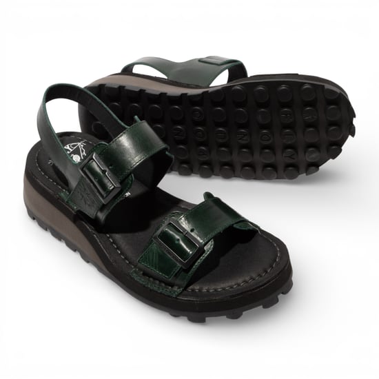 Fly London Damen-Sandalen HEIF558FLY aus petrolgrünem Leder mit Keilabsatz und Schnalle - Image 5