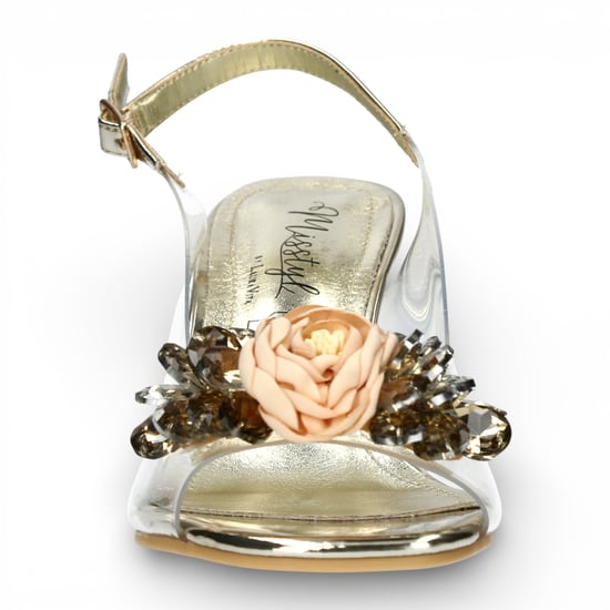 Laura Vita Damen-Sandalen Mira 05, durchsichtig-golden, zum Hineinschlüpfen, Cinderella-Stil, spitz zulaufender Absatz, Knöchelriemen - Image 4