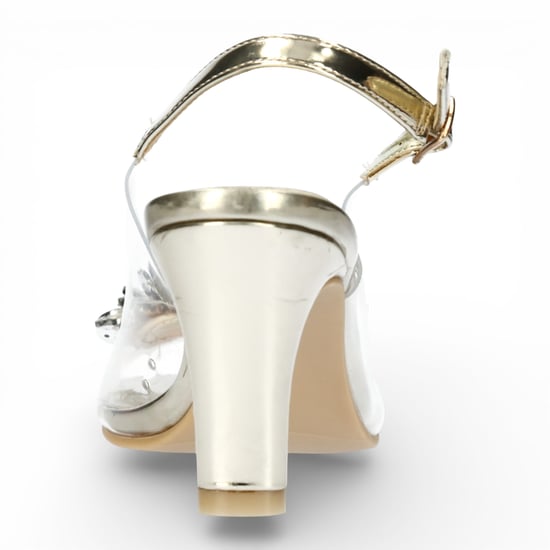 Laura Vita Damen-Sandalen Mira 05, durchsichtig-golden, zum Hineinschlüpfen, Cinderella-Stil, spitz zulaufender Absatz, Knöchelriemen - Image 6