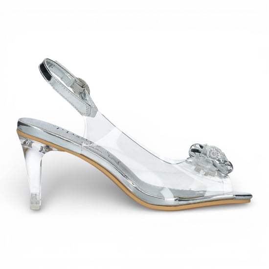 Laura Vita Damen-Sandalen Mira 01, durchsichtig silberfarben, zum Hineinschlüpfen, Cinderella-Absatz - Image 1