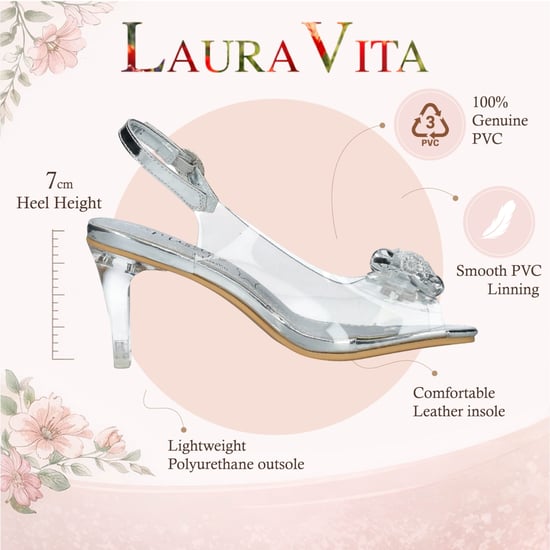Laura Vita Damen-Sandalen Mira 01, durchsichtig silberfarben, zum Hineinschlüpfen, Cinderella-Absatz - Image 2