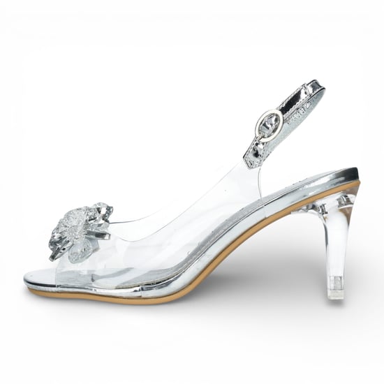 Laura Vita Damen-Sandalen Mira 01, durchsichtig silberfarben, zum Hineinschlüpfen, Cinderella-Absatz - Image 5