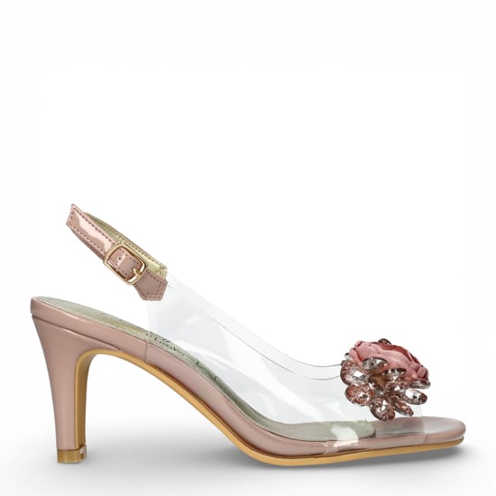 Laura Vita Damen-Sandalen Mira 05, durchsichtiges rosafarbenes Cinderella-Stili, spitz zulaufender Absatz, Knöchelriemen - Image 1