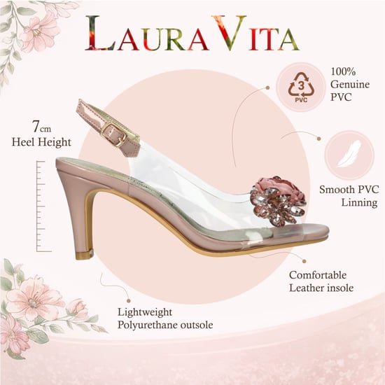 Laura Vita Damen-Sandalen Mira 05, durchsichtiges rosafarbenes Cinderella-Stili, spitz zulaufender Absatz, Knöchelriemen - Image 2