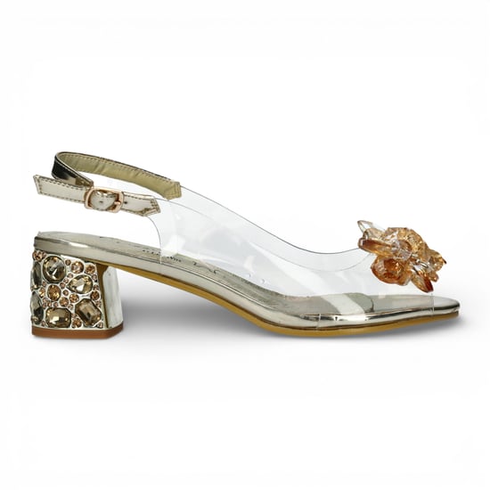 Laura Vita Damen-Sandalen Mily-22, durchsichtig, golden, zum Hineinschlüpfen, Cinderella-Absatz - Image 1