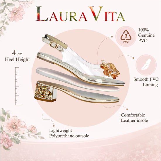 Laura Vita Damen-Sandalen Mily-22, durchsichtig, golden, zum Hineinschlüpfen, Cinderella-Absatz - Image 2