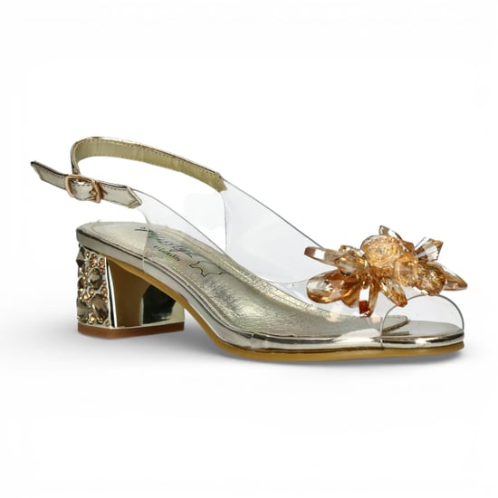 Laura Vita Damen-Sandalen Mily-22, durchsichtig, golden, zum Hineinschlüpfen, Cinderella-Absatz - Image 3
